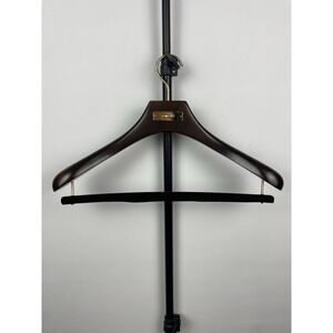 Tom‎ Ford Brown Wood Genuine Suit Velvet Pant Bar Golden Plate Hanger